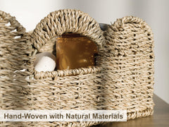 StorageWorks wicker basket in bathroom for towels and toiletries.