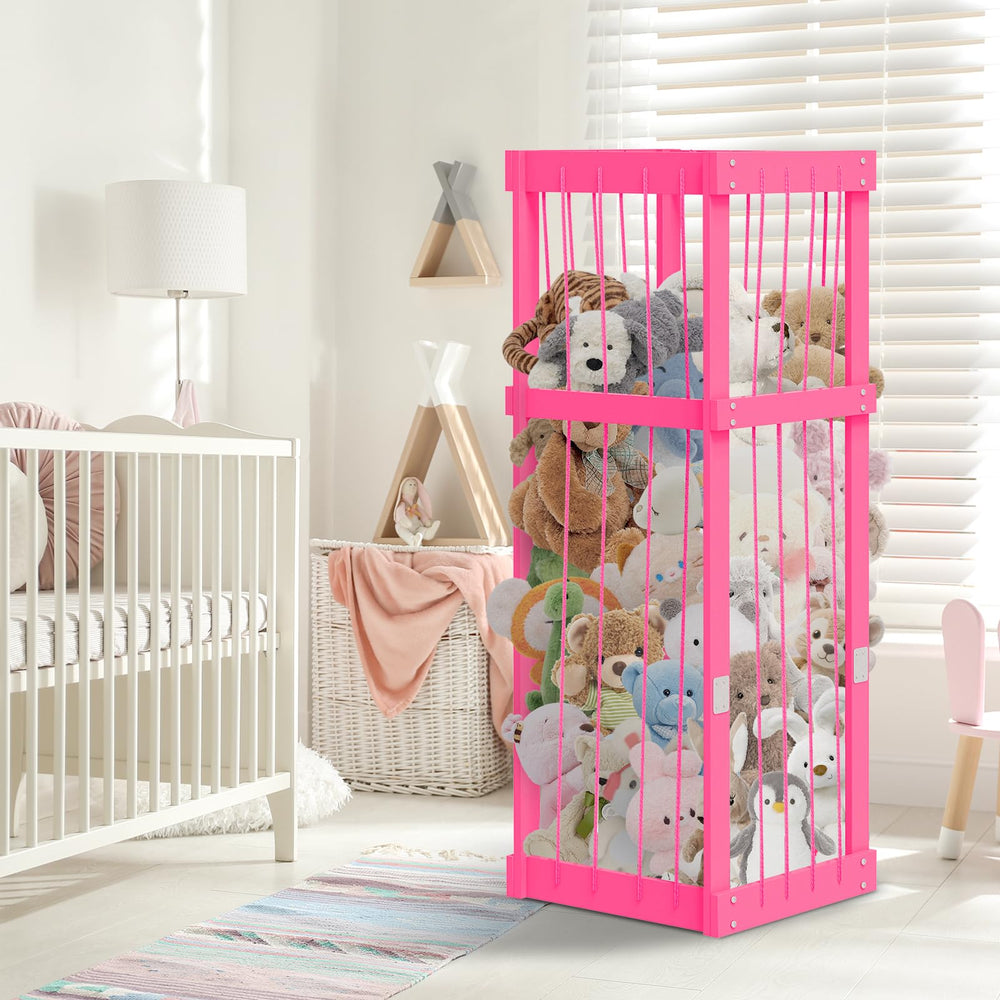 Storenization plushies storage cage display; keeps plushies accessible and neatly arranged.