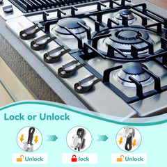 Stove Stoppaz knobs installed on the stove offer quick, tool-free safety.