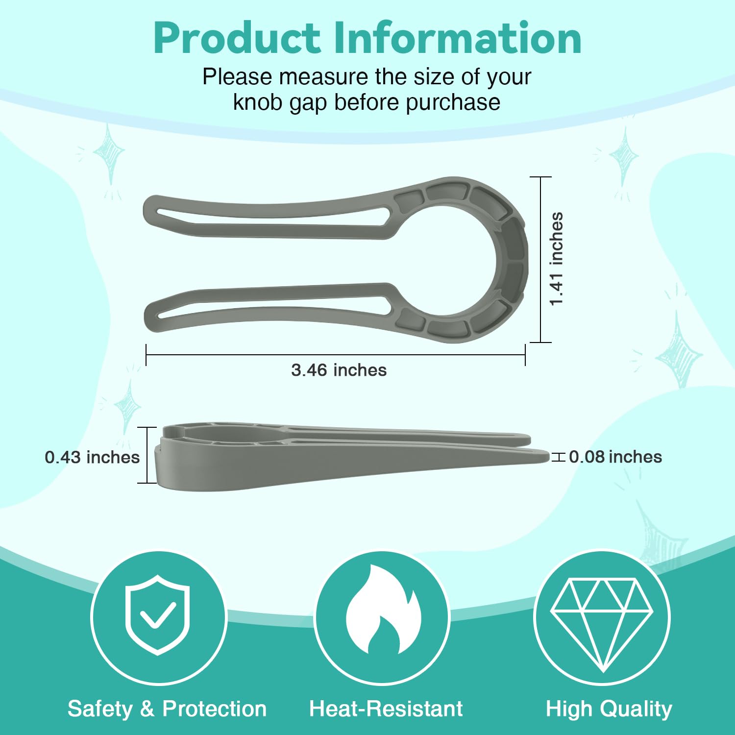 Stove Stoppaz measuring-gap guide image explains compatible gaps before purchase.