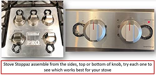Stove Stoppaz mechanism closeup demonstrates tool-free installation.