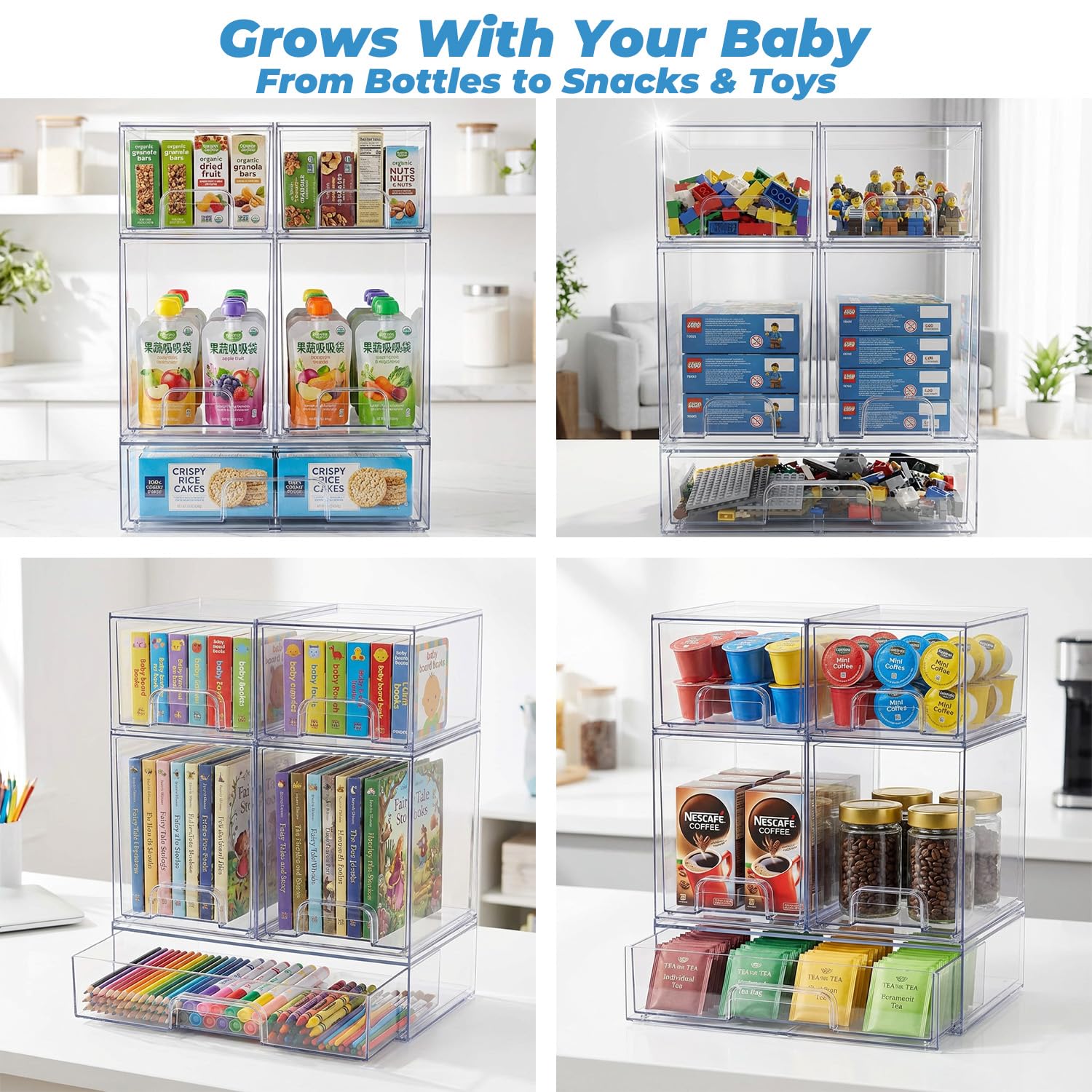 Stowgo versatile organizer for nursery, vanity, bathroom, kitchen, pantry
