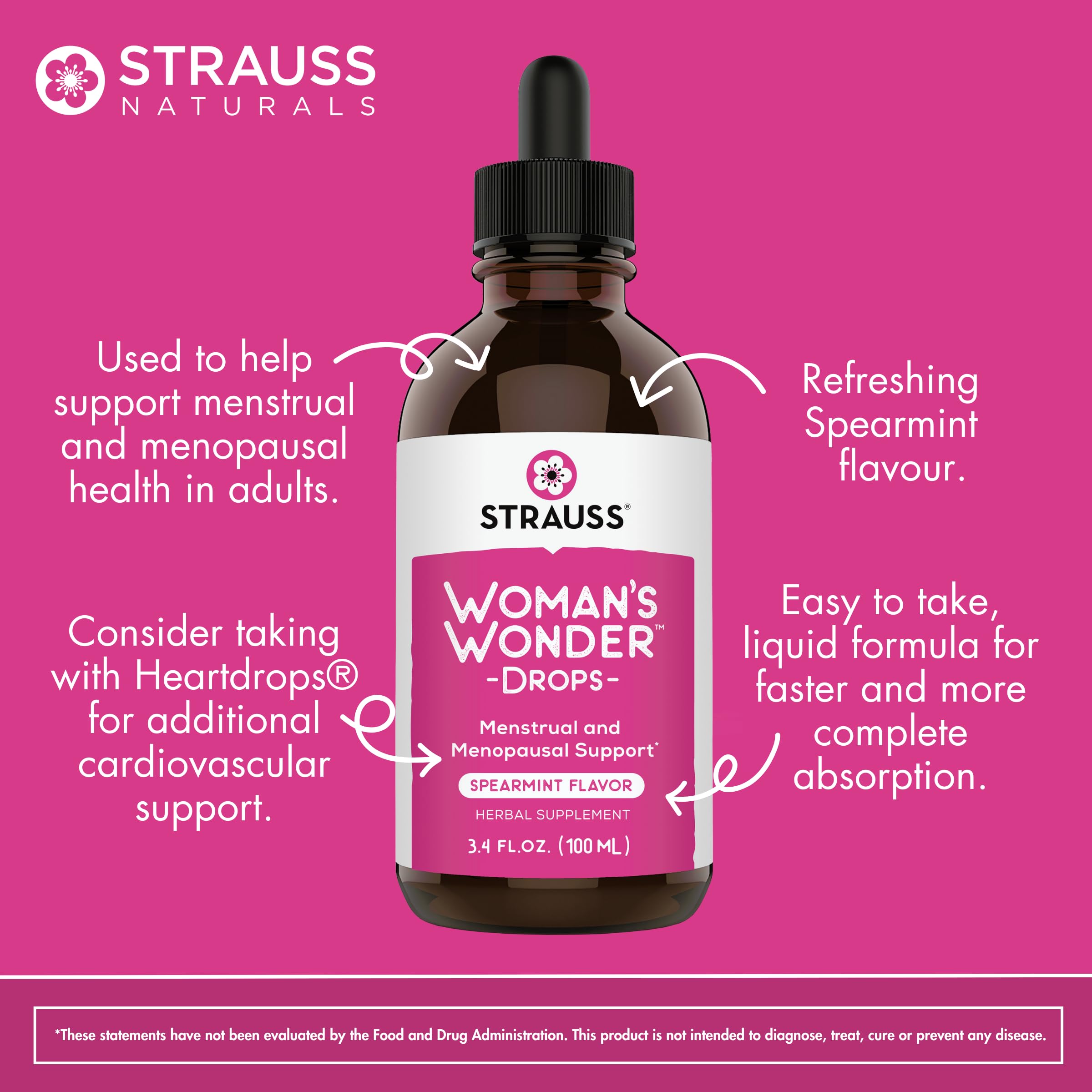 Strauss Heartdrops spearmint flavor drops shown for refreshing daily use.