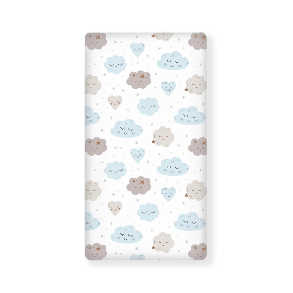Streeyiu Clouds blue crib sheet, soft and breathable for cozy daytime naps.