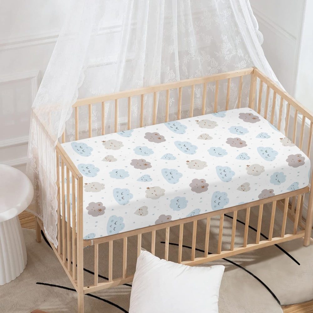 Streeyiu Clouds grey pattern crib sheet, versatile nursery decor match.