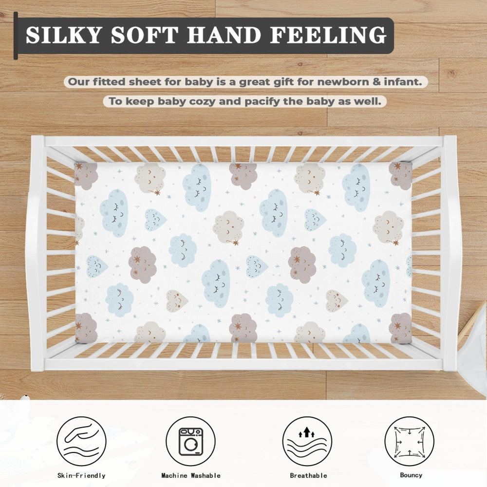 Streeyiu Clouds machine-wash friendly crib sheet, easy care for busy parents.