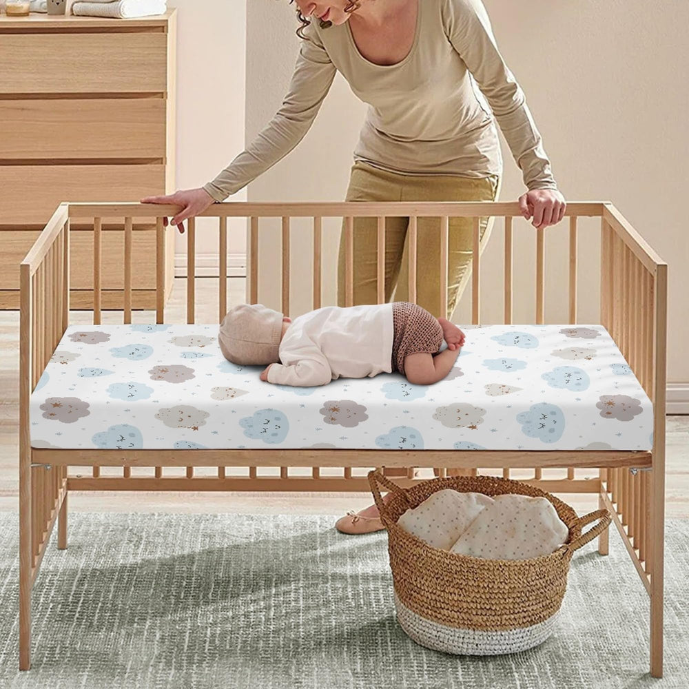 Streeyiu Clouds nursery decor crib sheet, chic cloud design for photo moments.