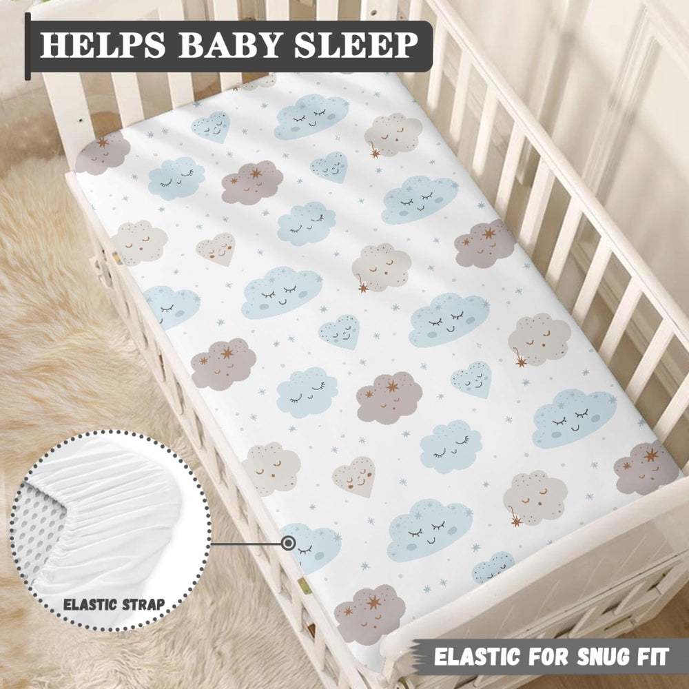 Streeyiu Clouds standard-fit sheet, compatible with standard crib and toddler mattresses.