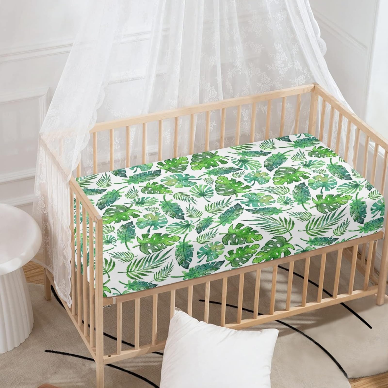 Streeyiu green leaves pattern adds chic nursery decor and versatile styling.