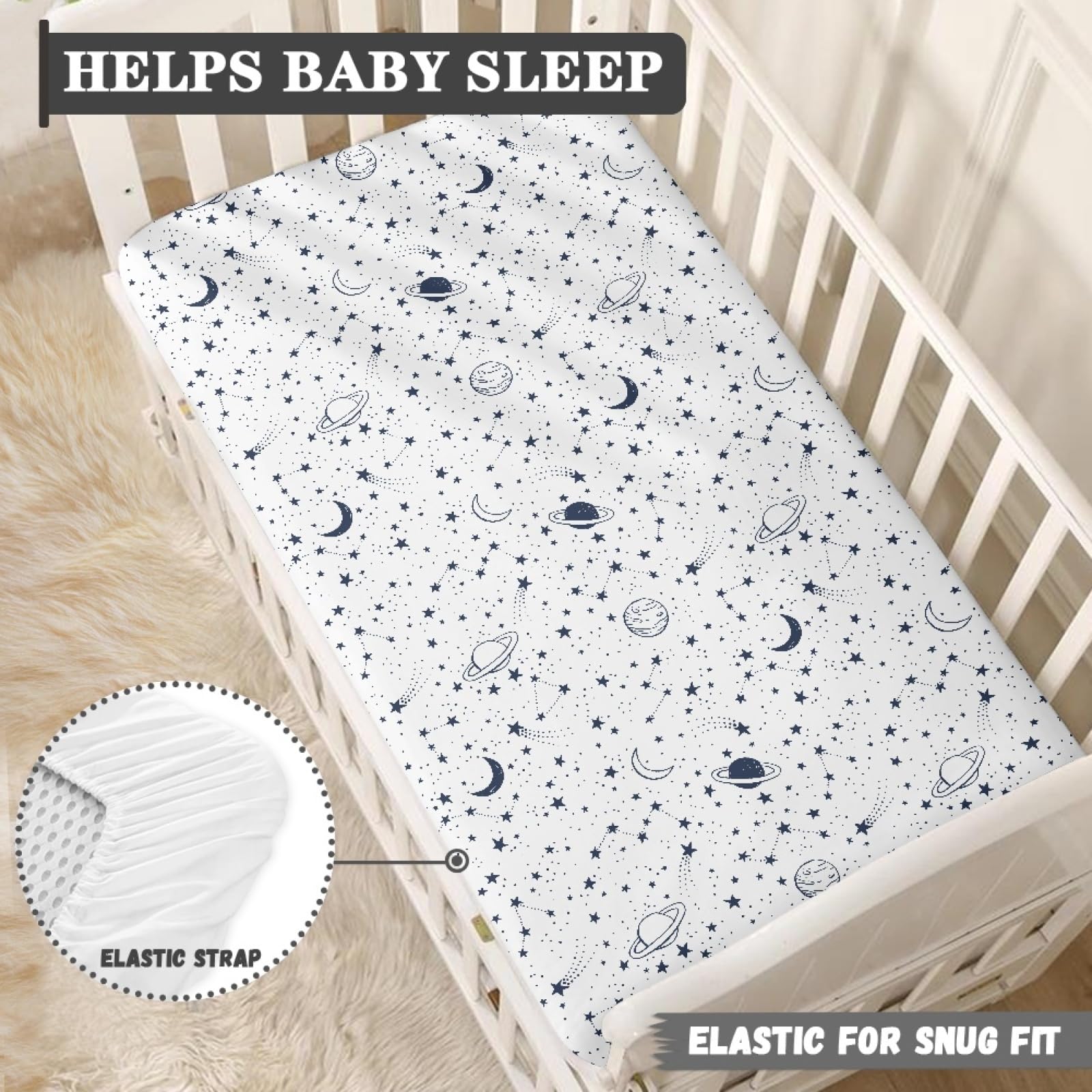Streeyiu machine-wash durable crib sheet preserves color and shape after wash.