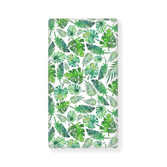 Streeyiu Tropical Leaf crib sheet shows green leaves for a soft, cozy sleep surface.