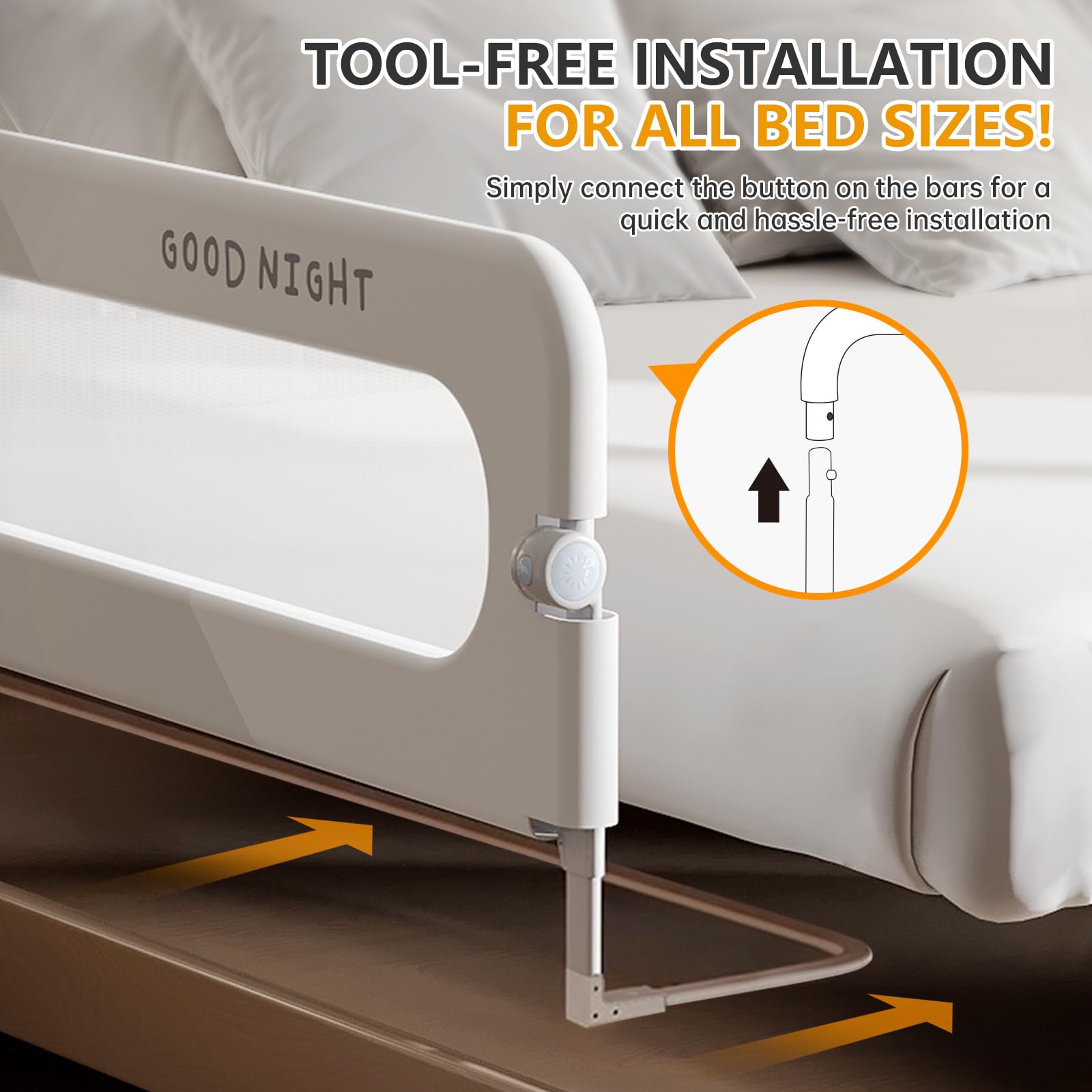 Strenkitech bed rails height adjustable to fit different mattress thicknesses