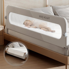 Strenkitech foldable bed rail front view with breathable mesh for supervision
