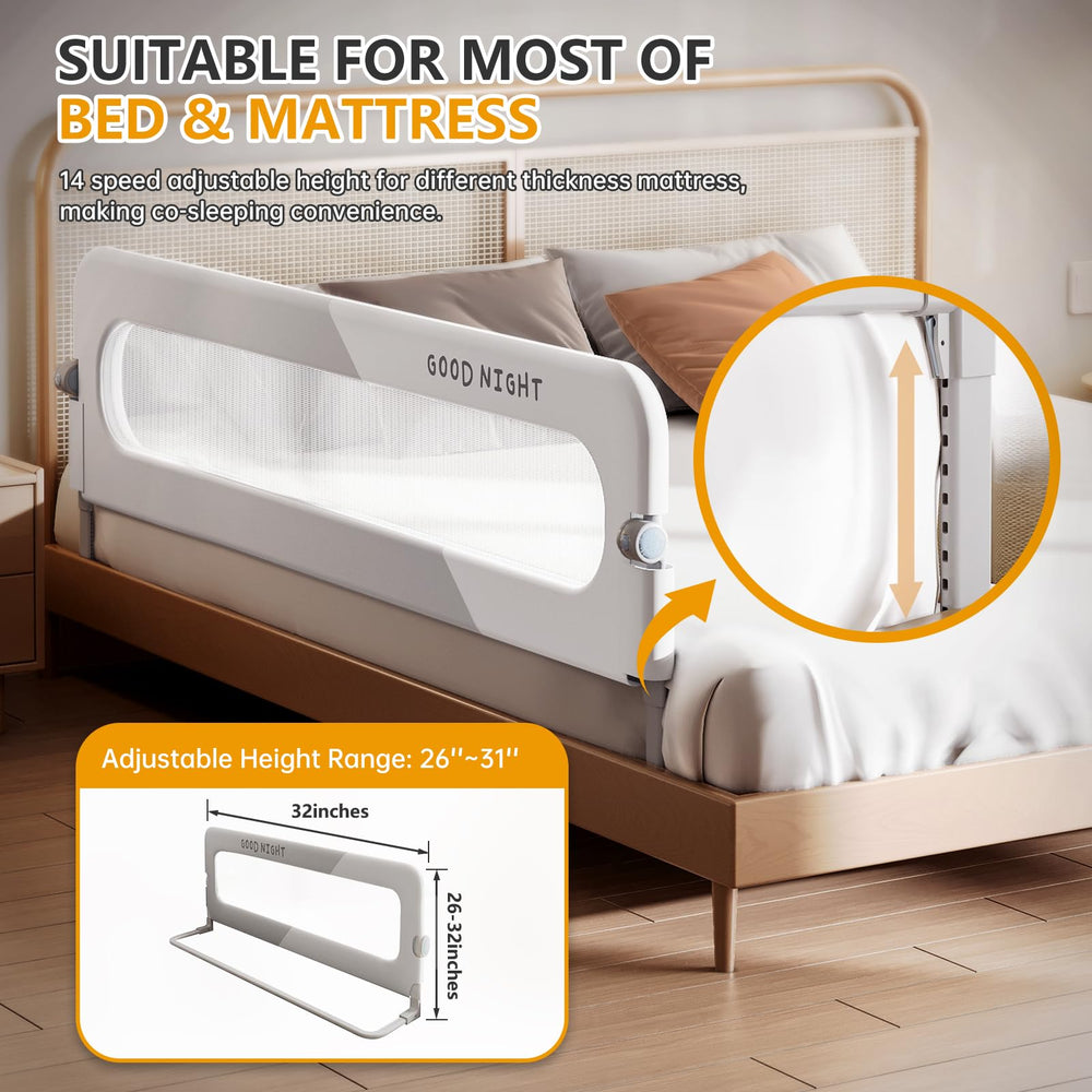 Strenkitech foldable bed rails folded down for cozy bedtime stories and cuddles