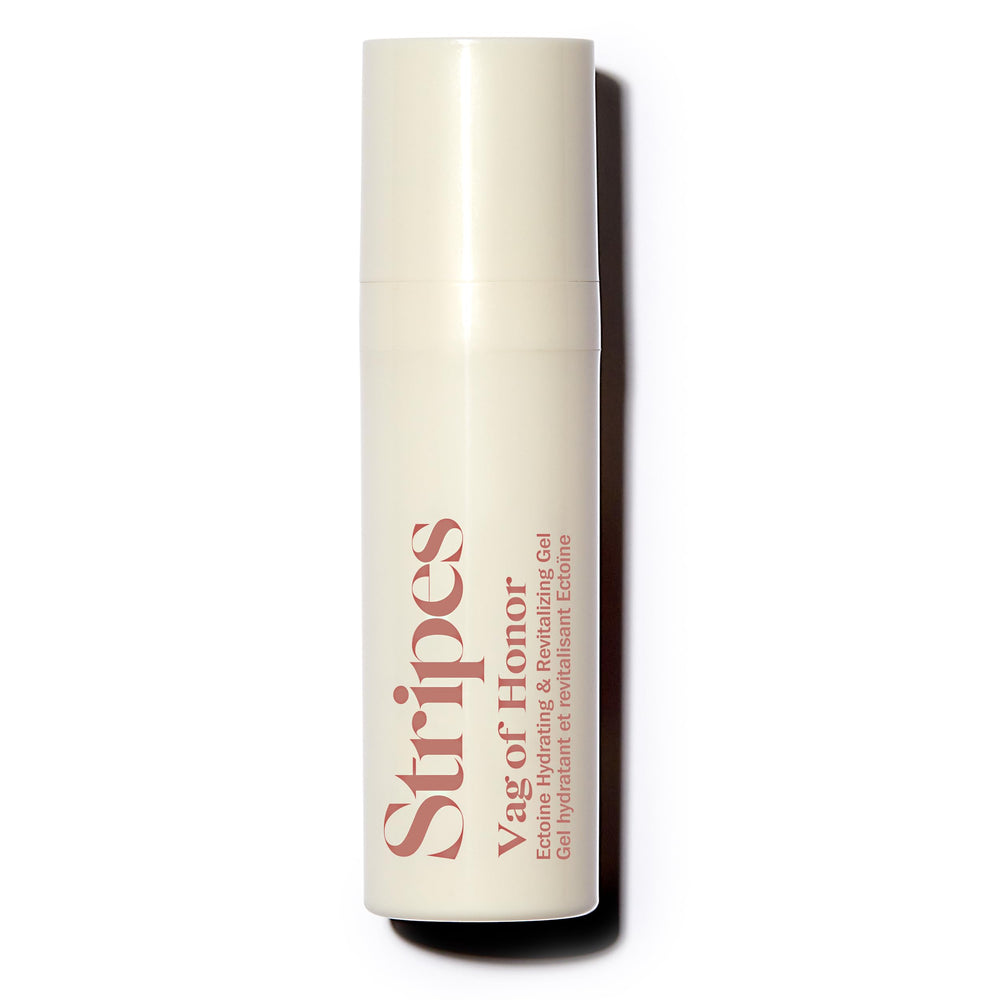 STRIPES Vag Honor gel packaging with pump for easy, travel-friendly application