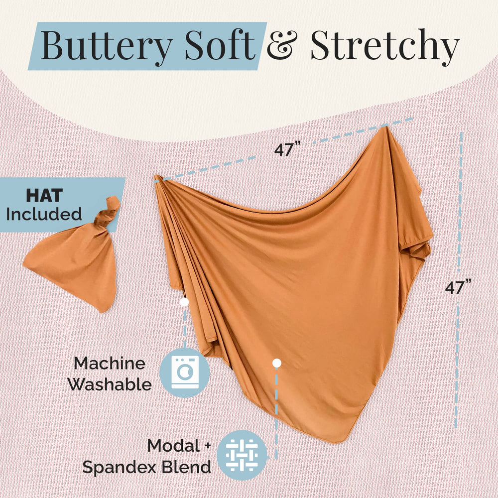 Stroller Society modal-spandex swaddle blanket showcasing buttery softness and stretch