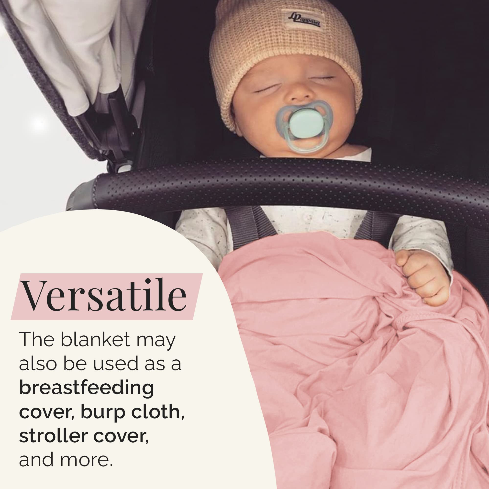 Stroller Society swaddle blanket used as breastfeeding cover and light wrap
