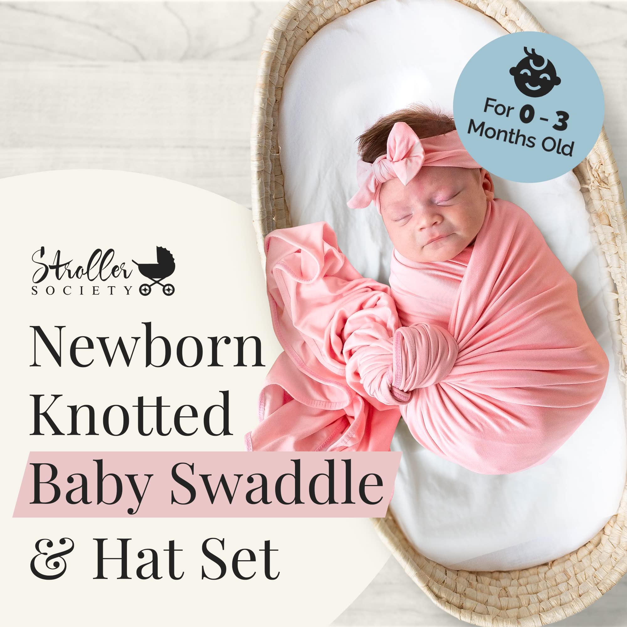 Stroller Society top-knot hat on newborn, adjustable for a snug 0 3 month fit