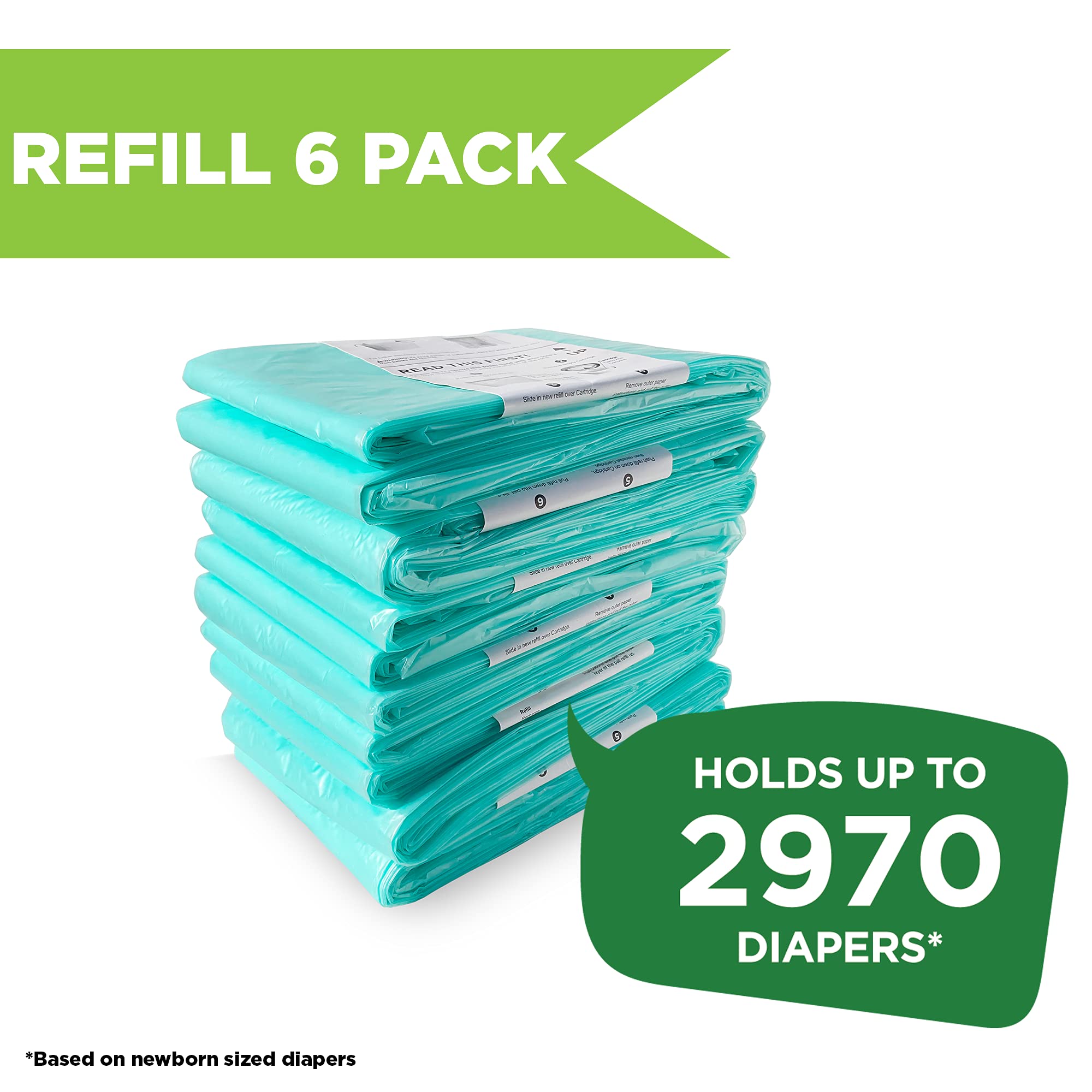 Strong, durable diaper pail refills prevent ripping and provide steady use.