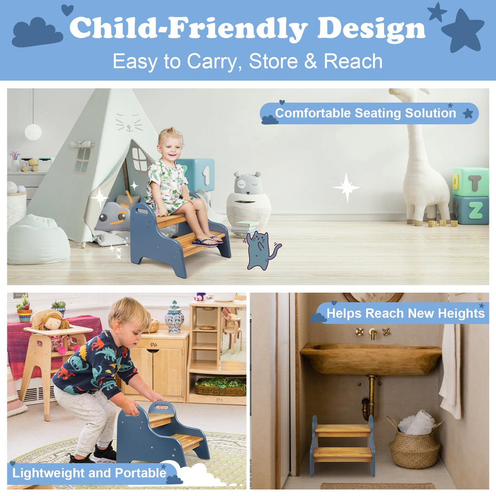 StrongTek stool helps children reach sinks for brushing teeth and handwashing.