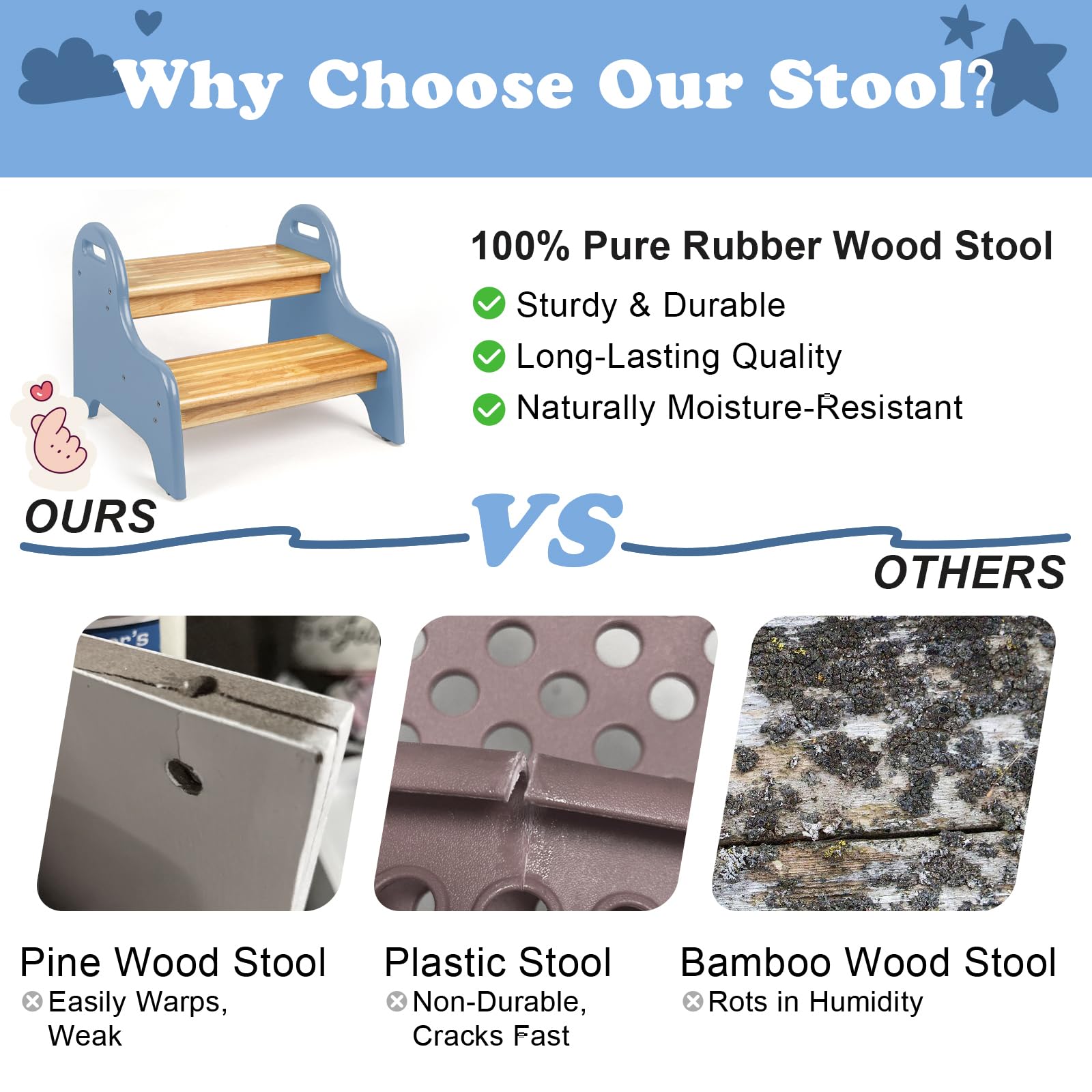 Stable base and non-slip surface on the StrongTek stool for confident climbs.