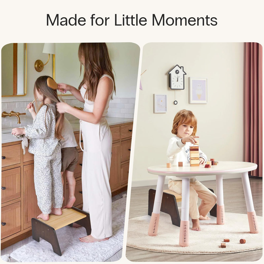 Lightweight StrongTek stool lets kids move it themselves around the home.