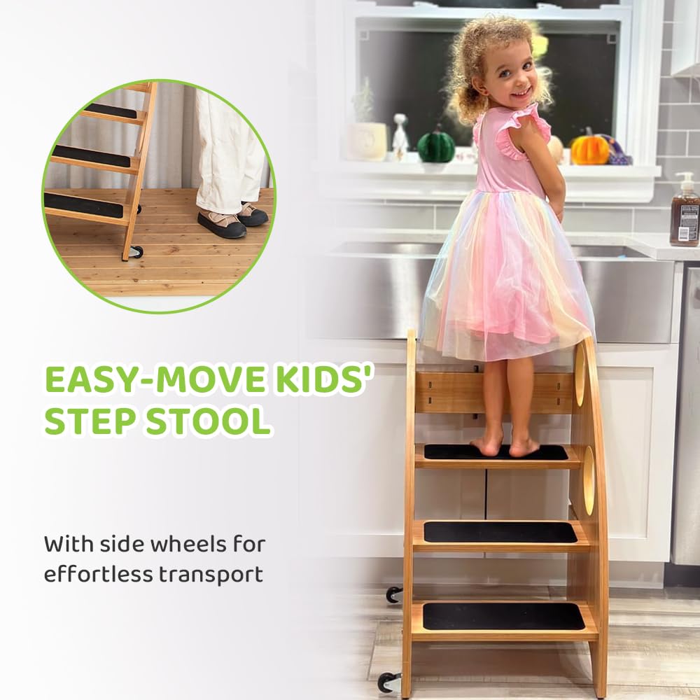 StrongTek Kids Step Stool safety handles close-up supporting confident climbing.