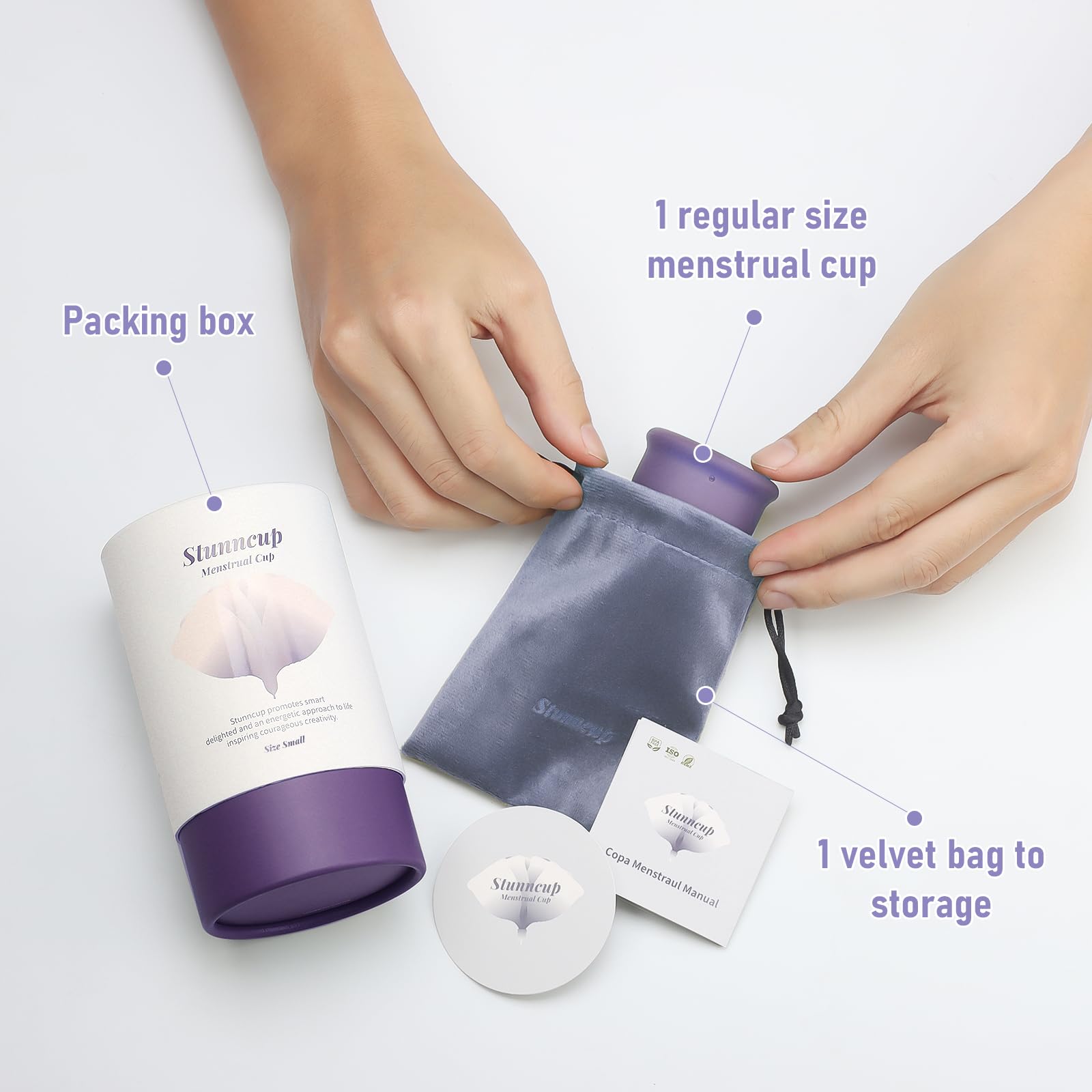 Stunncup Violet Small Cup insert and remove demonstrates simple usage