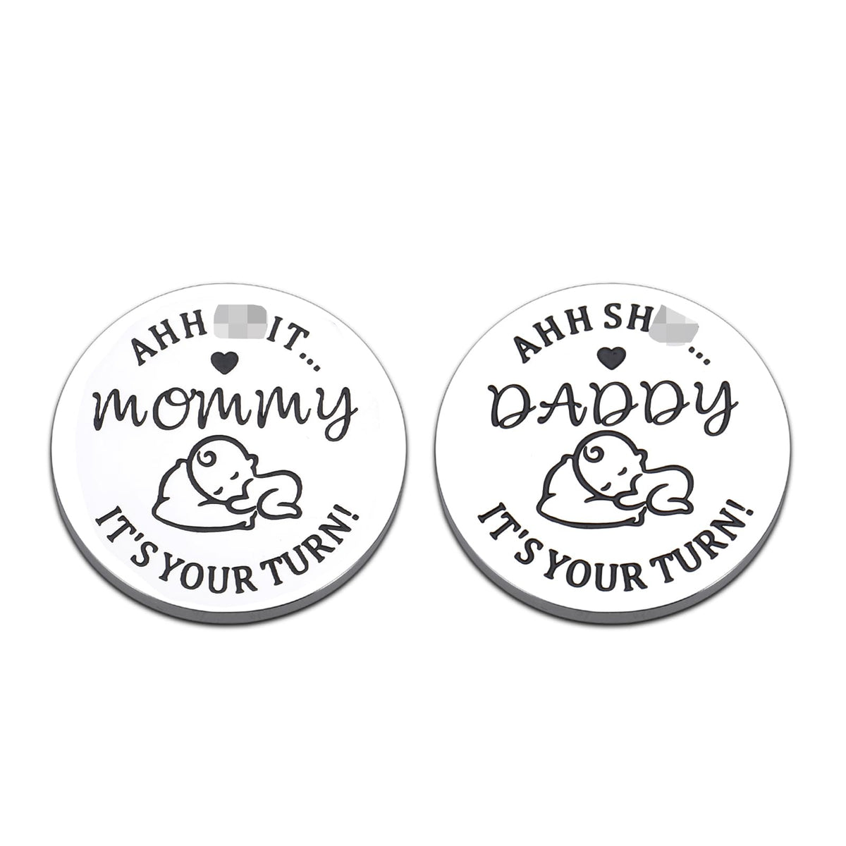 STVK Daddy's Turn coin, two-sided, helps decide diaper duty in daily parenting