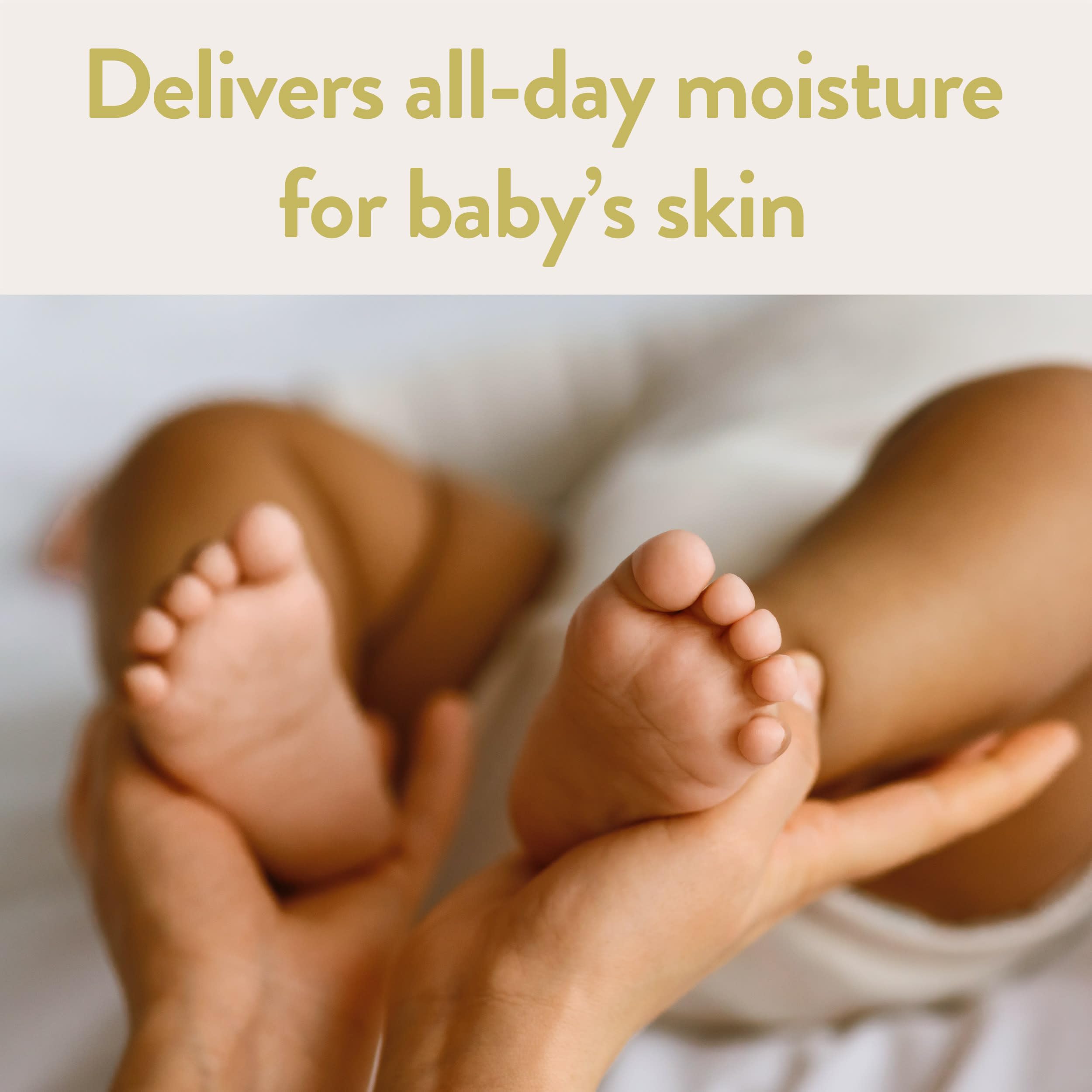 Close-up of coconut oil, chamomile, and shea butter in Suave Baby Lotion for nourished skin.