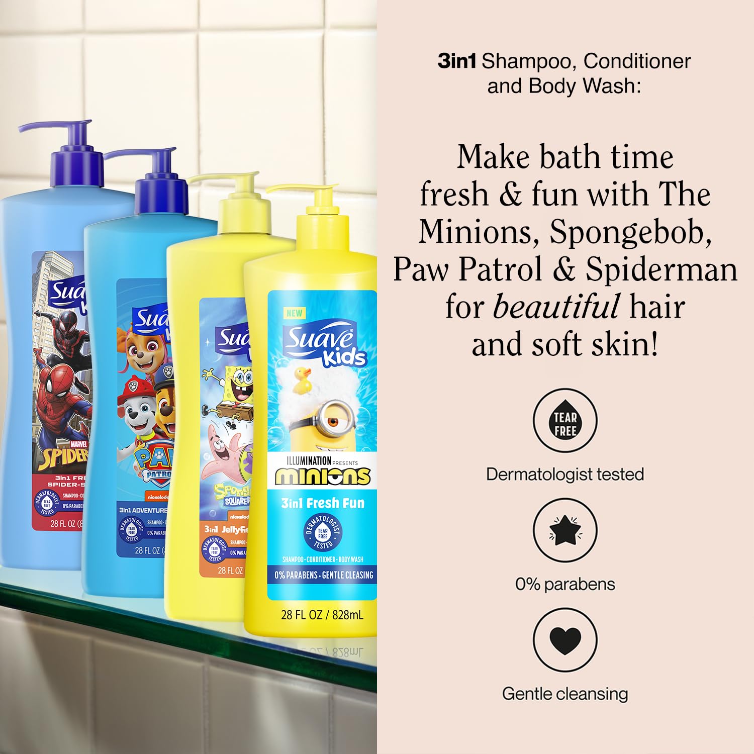 Suave Kids Paw Patrol Adventure Bay Breeze bottle highlights refreshing wash.