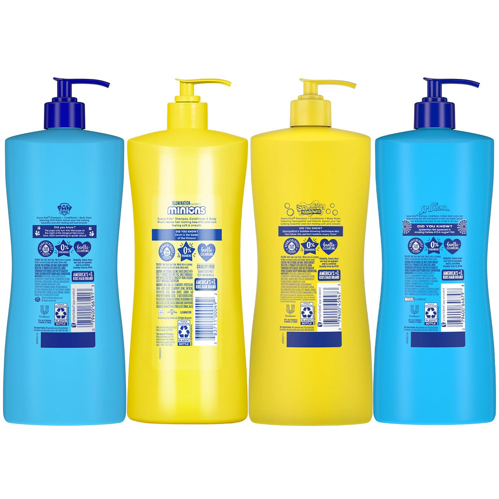 Suave Kids SpongeBob JellyFish bottle shows playful scent for bath time fun.