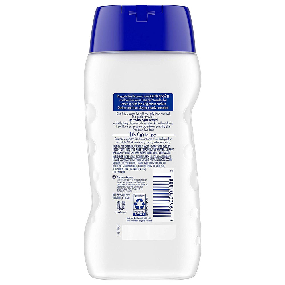 Suave Kids Free and Gentle bottle shows dye-free paraben-free formula