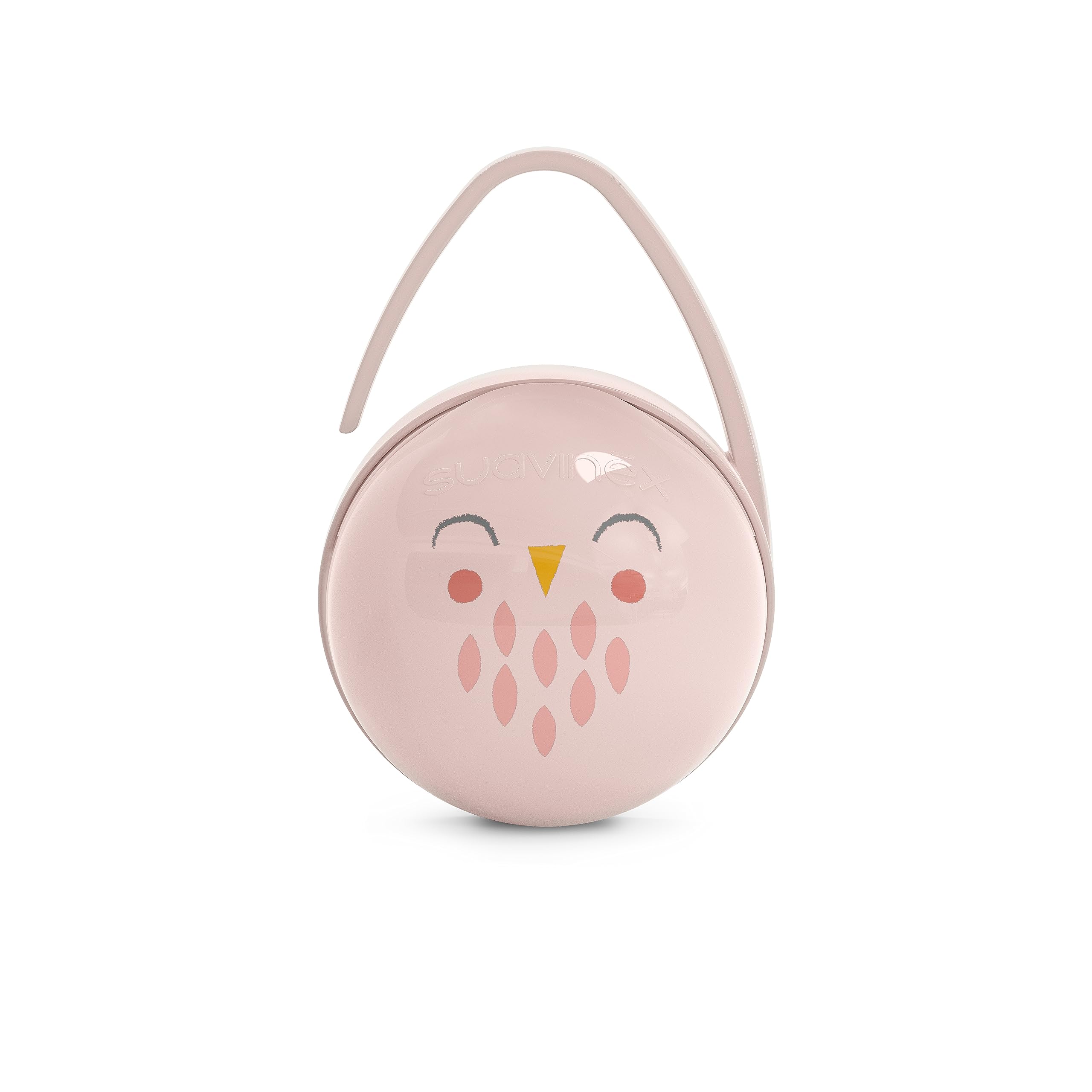 Suavinex Bonhomia pink dual pacifier case with two compartments for clean storage.