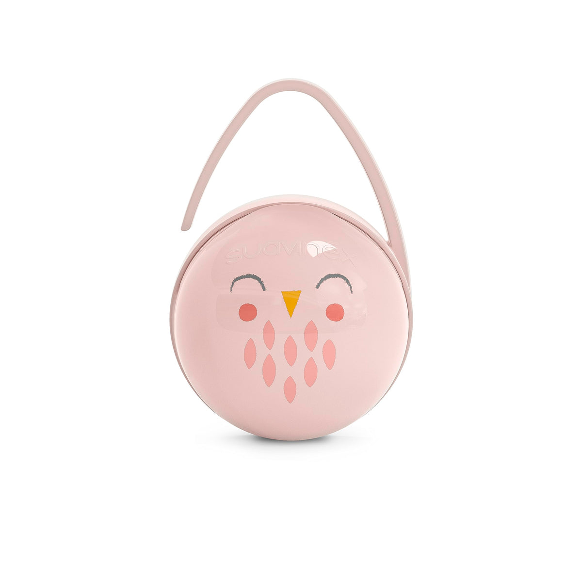 Suavinex Bonhomia pink dual pacifier case with two compartments for clean storage.