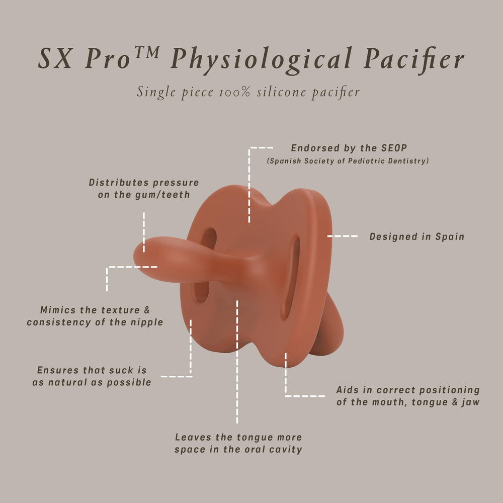 Slot opening fits up to two pacifiers for travel and organization.
