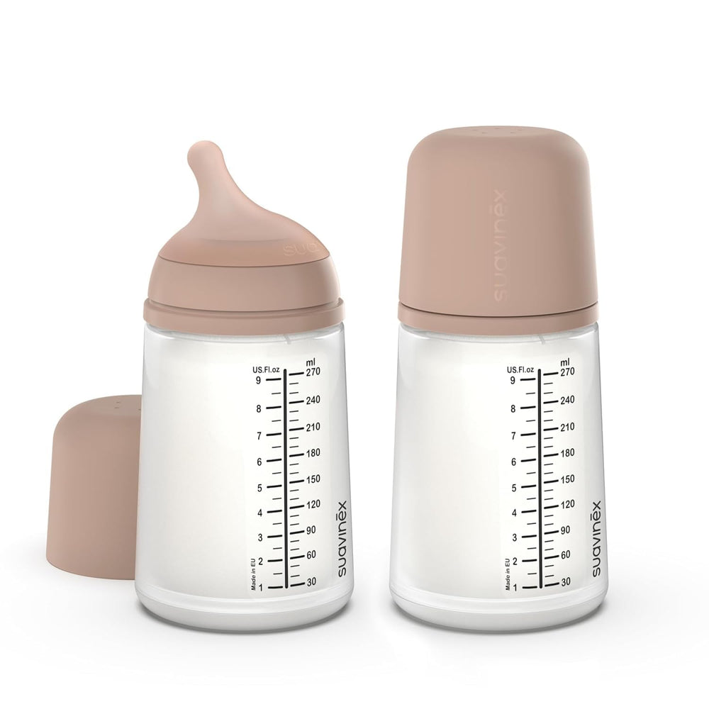 Suavinex Zero Zero bottle 2-pack with anti-colic design reduces air ingestion
