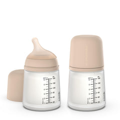 Suavinex Zero Zero anti-colic bottle pack shot shows the two-pack design for easy feeding.