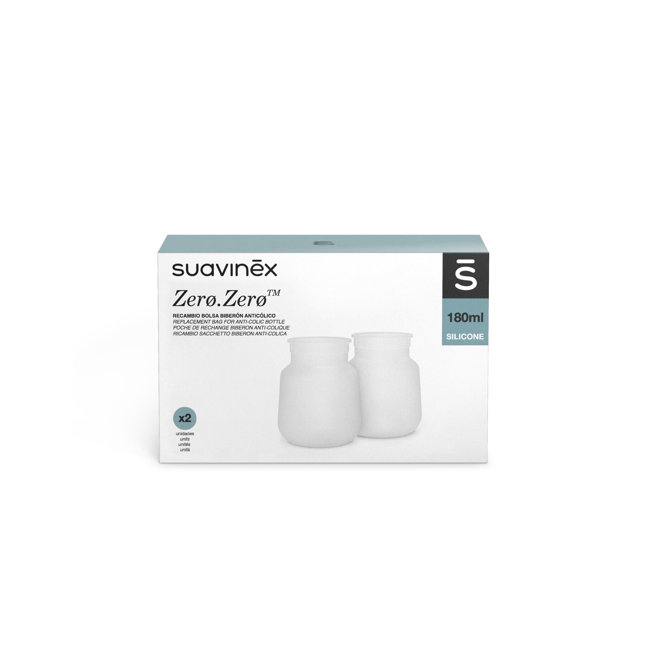 Soft silicone replacement bag for flexible, durable bottle refills during feeding.