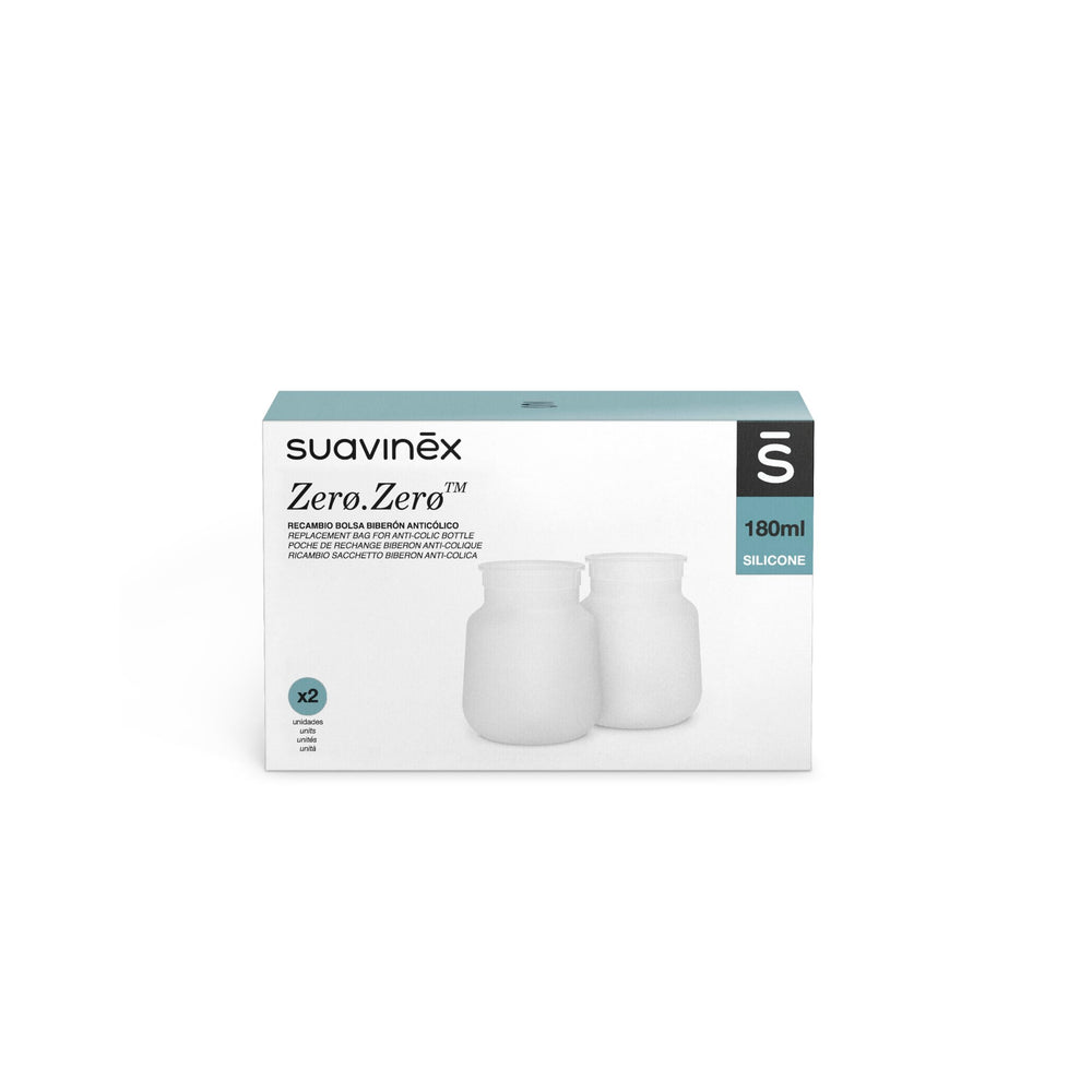 Soft silicone replacement bag for flexible, durable bottle refills during feeding.