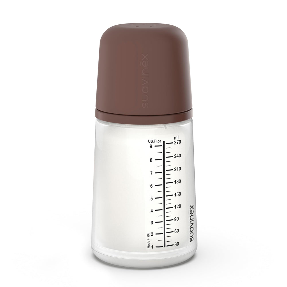 Suavinex Zero Zero deep-tone bottle design aids grip during feeds.