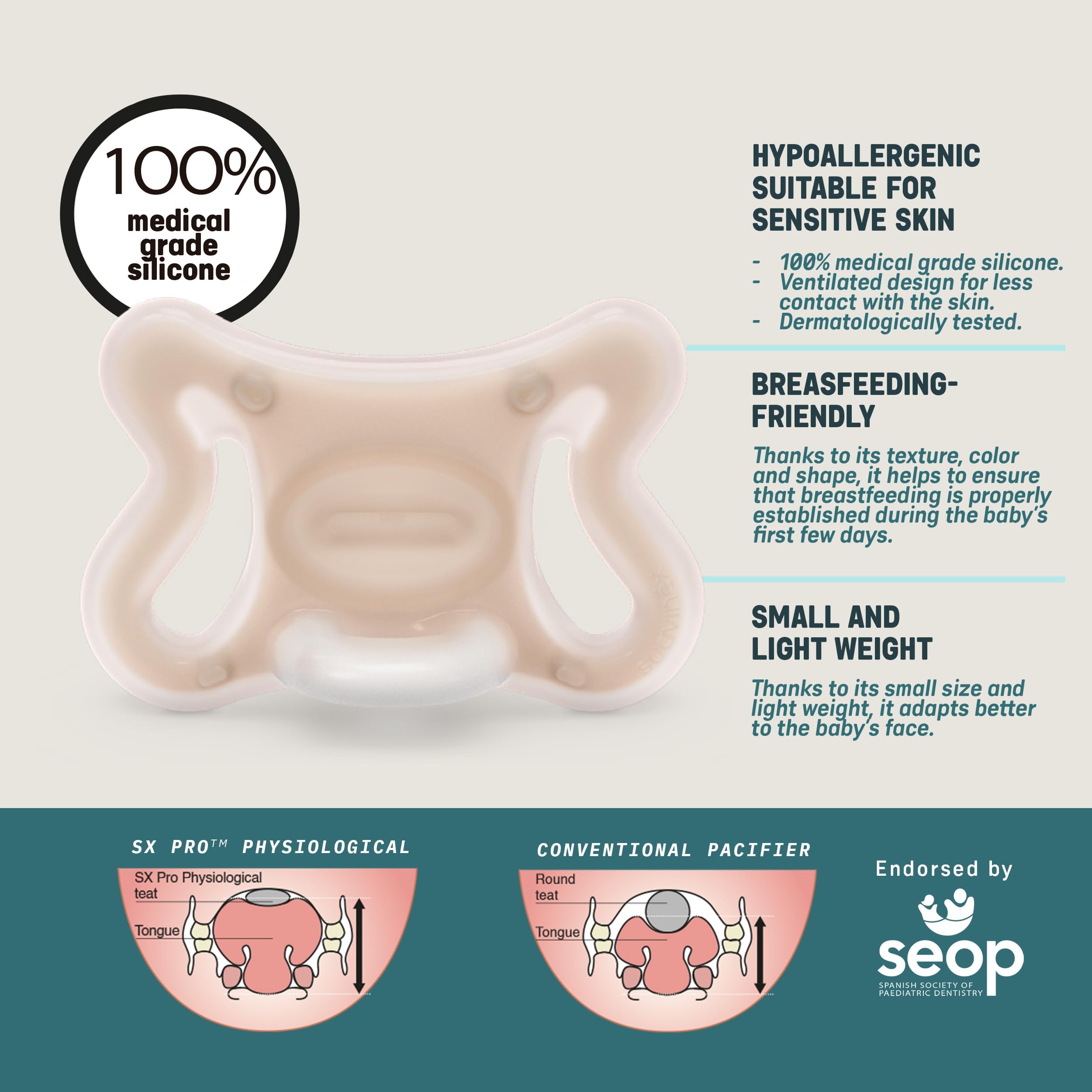 Suavinex Zero Zero pacifier shade caramel offers soothing aesthetic and calm visual transition