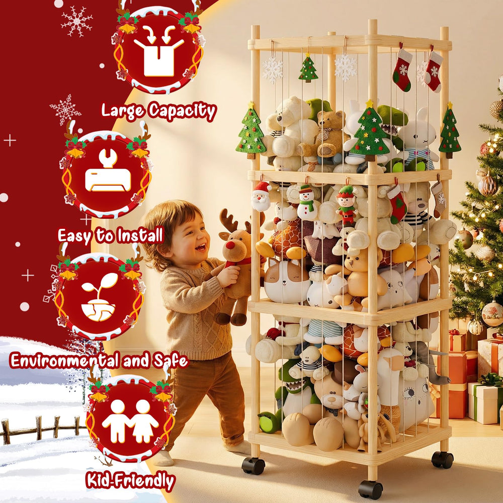 Subbox wooden zoo toy organizer vertical design keeps plush toys tidy and accessible