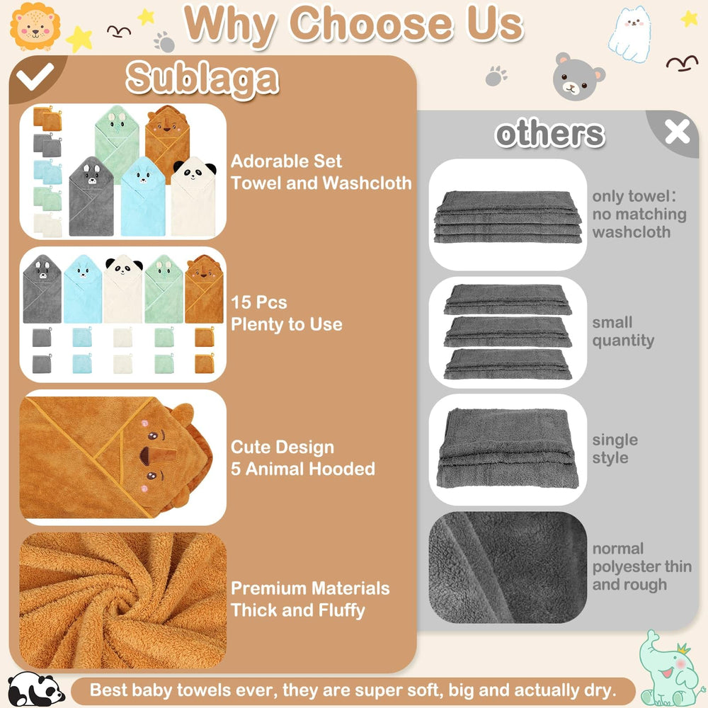 Sublaga hooded towel bear hood keeps baby dry and comfy