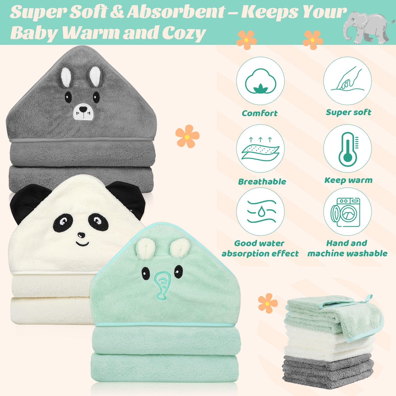 Sublaga 25x25 cm washcloths set, soft and quick-drying.