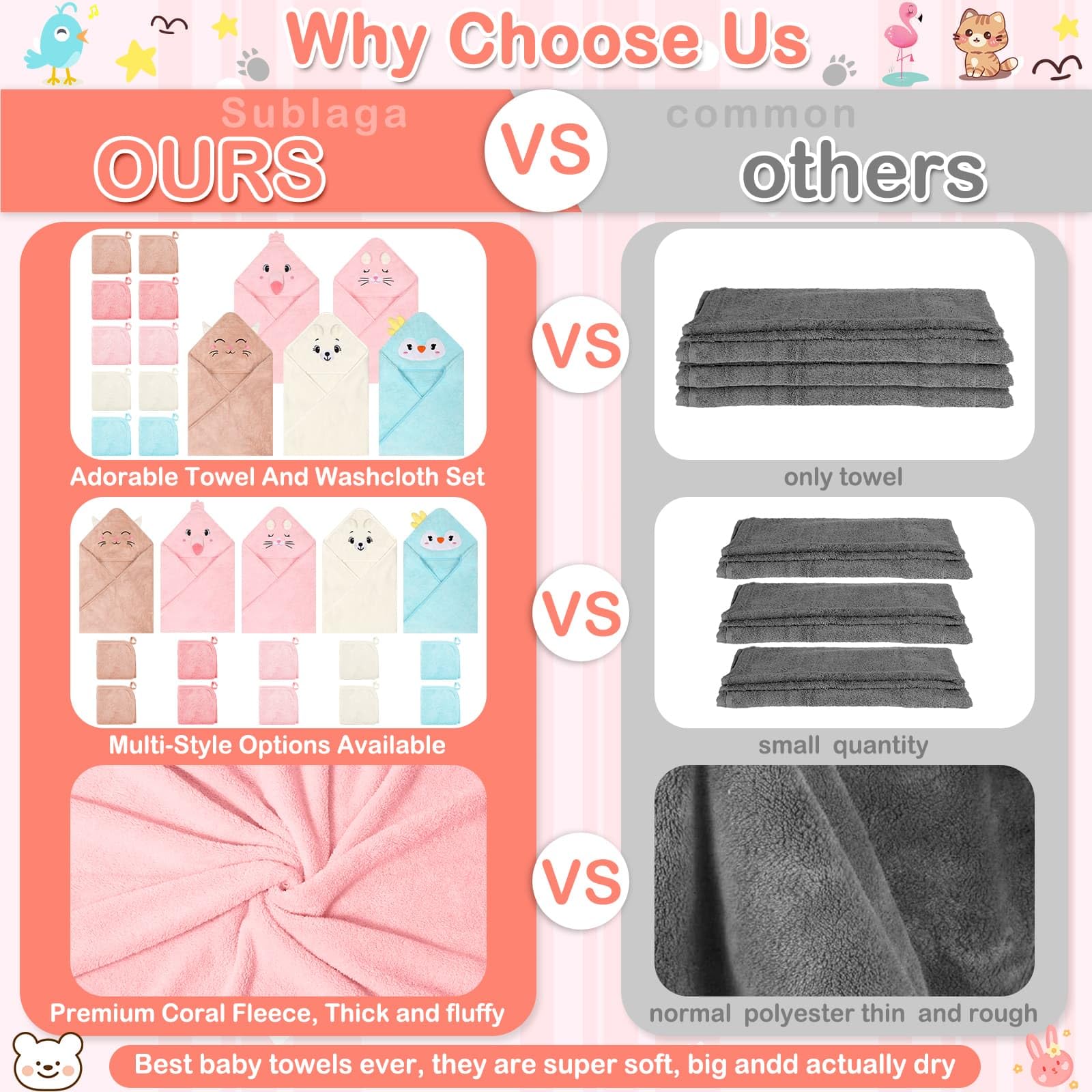 Sublaga baby washcloths ten-pack for quick drying and gentle cleansing