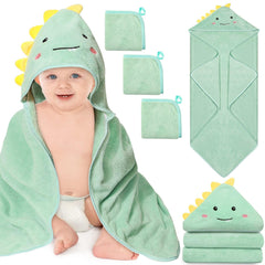 Sublaga dinosaur hooded towel wraps baby warmly after bath time