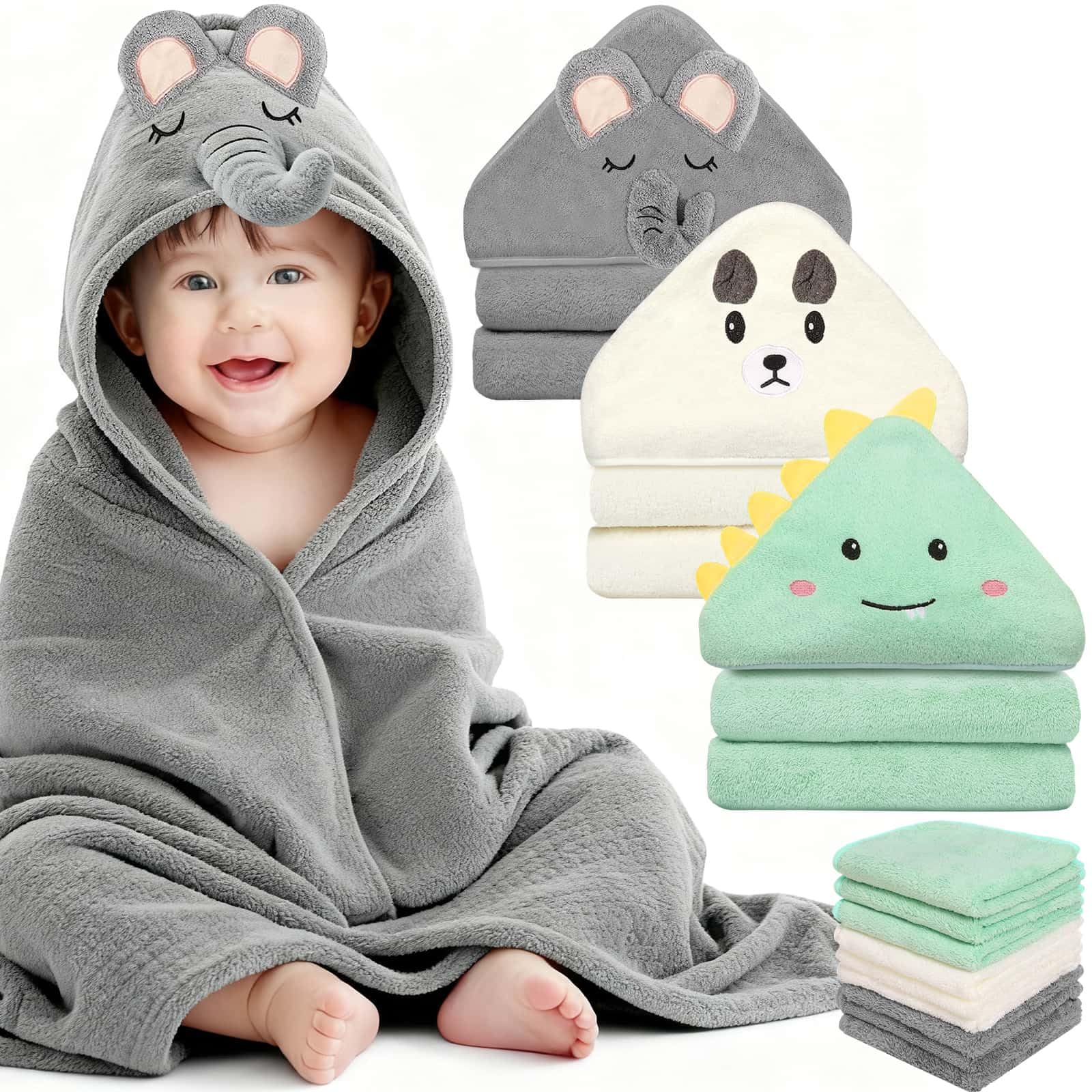 Sublaga hooded baby towel, 32x32 inches, keeps baby warm after bath.