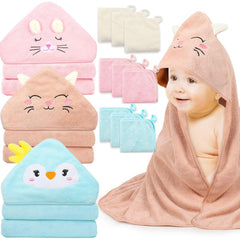 Sublaga hooded towel pink rabbit keeps baby warm and cozy after baths