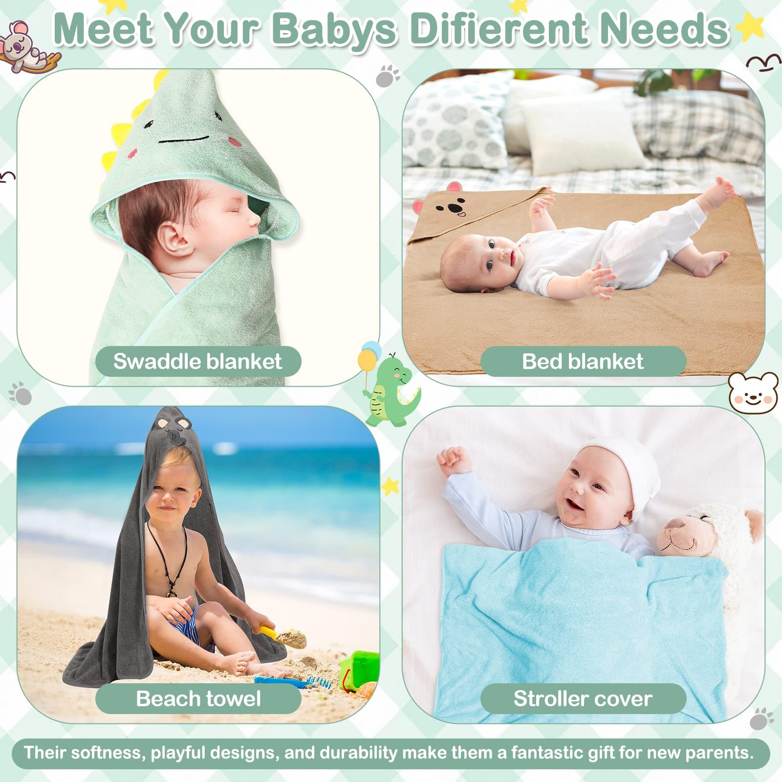 Sublaga complete towel set provides bath essentials for newborns and toddlers.